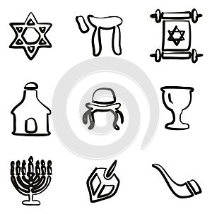 Judaism Icons Freehand