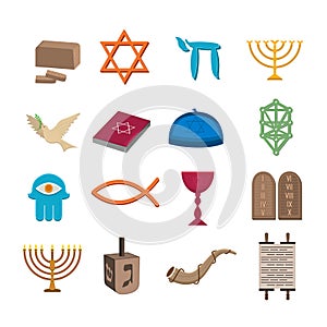 Judaism icons set photo