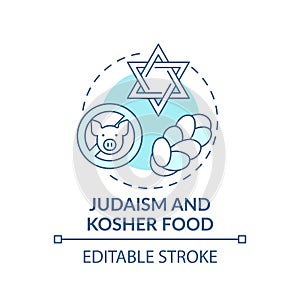 Judaism and kosher food turquoise concept icon