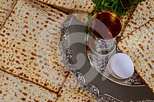 Judaism and religious on jewish matza on passover