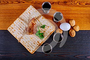 Judaism and religious torah on jewish matza on passover