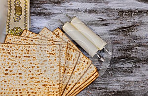 Judaism and religious torah on jewish matza on passover tallit