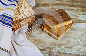 Judaism and religious torah on jewish matza on passover tallit