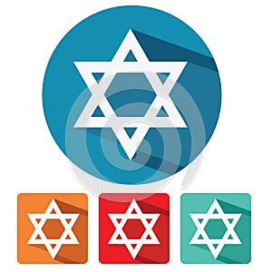 Judaism star of david flat design icon