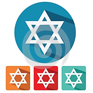 Judaism star of david flat design icon photo