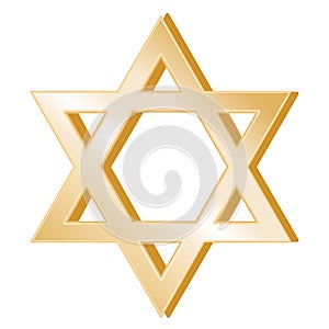 Judaism Symbol, gold, isolatedon a white background