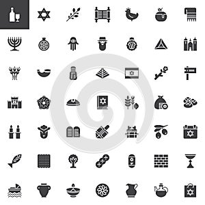 Judaism vector icons set