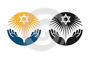 Judaism vector logo. Star of David or Religion icon