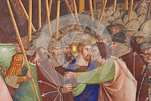 Fresco in San Gimignano - Kiss of Judas photo