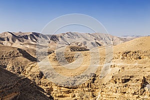 Judean Desert with Wadi Kelt Gorge,
