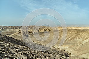 Judean dry desert landscape near the dead sea in Israel