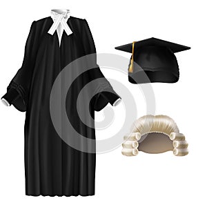 Judge and academic dressing realistic vector set