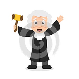 Judge Cartoon Character Holding a Gavel