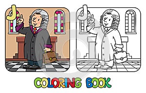 Judge Coloring book. Alphabet J. Profession ABC
