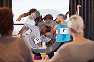 Judge, dancing and audition for competition with people, performance and energy with movement for creativity. Talent photo