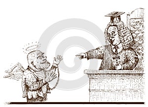 Judge and defendant (vector)