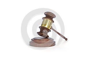 judge gavel on clean surface prosecution justice impeachment conceptobject isolated on infinite background 3D rendering