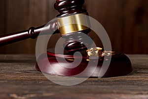 Judge gavel deciding on marriage divorce