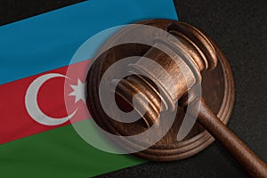 Judge gavel and flag of Azerbaijan. Law and justice in Azerbaijan. Violation of rights and freedoms