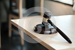 Judge gavel hammer on Lawyer desk