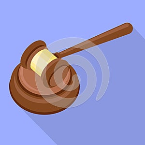 Judge gavel icon, flat style