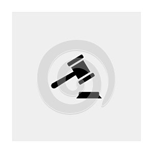 Judge gavel icon. Gray background. Vector illustration.