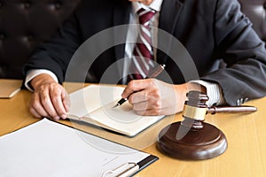 Judge gavel with Justice lawyers, Businessman in suit or lawyer