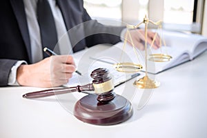 Judge gavel with Justice lawyers, Businessman in suit or lawyer