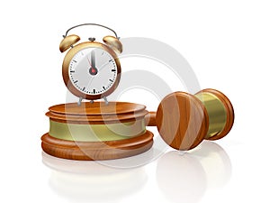 Judge Gavel Mallet and Antique Alarm Clock