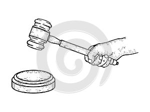Judge gavel sketch vector illustration