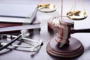 Judge gavel with stethoscope