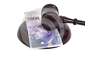 Judge Gavel and Swiss Thousand Franc Currency