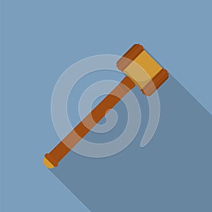 Judge hammer icon, flat style