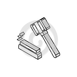 judge hammer isometric icon vector illustration