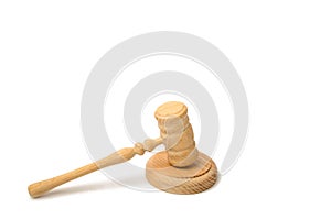 A judge hammer on a white background. Court and judgment. Justice and legality. Legislators, public administration. Auction for th