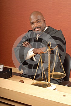 Judge at his desk