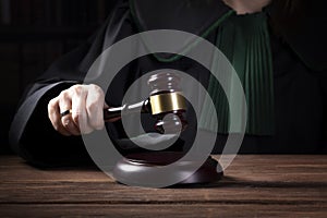 judge hits the gavel, law and justice concept