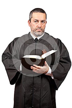 Judge holding the gavel and book