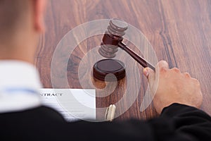 Judge knocking gavel