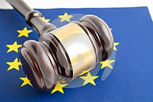 Judge lawyer hammer on EU flag