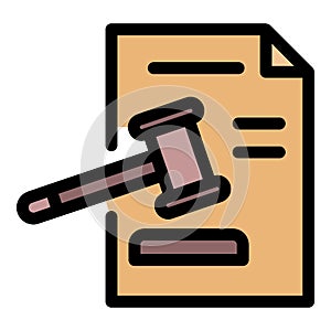 Judge paper decision icon color outline vector