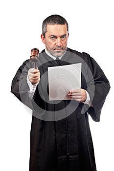 Judge reading a sentence