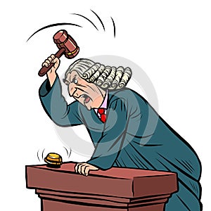 The judge in the robe pronounces sentence in the courtroom