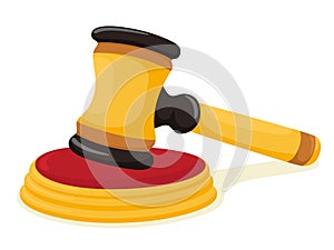 Judge`s gavel or auction gavel in cartoon flat style .Vector isolate on white background.