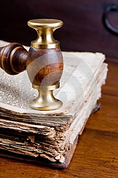 Judge's gavel on book