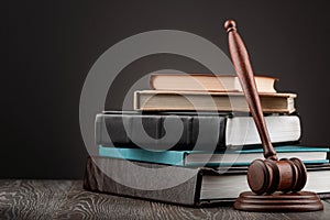 Judge`s gavel and books