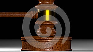 Judge's gavel. Chairman's gavel. Sentencing illustration. 3d render.
