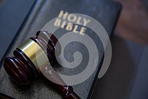 Judge`s gavel and holy bible