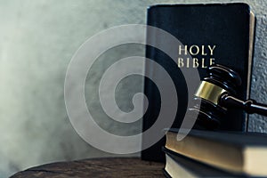 Judge`s gavel and holy bible