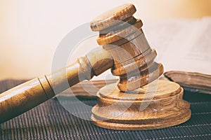 Judge`s gavel and old book